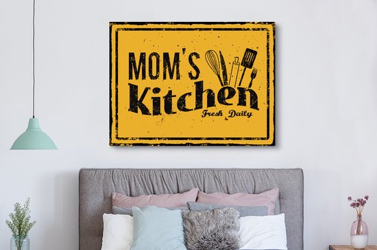 Canvas schilderij 160x120 cm - Wanddecoratie Keuken - Moeder - Keukengerei - Muurdecoratie woonkamer - Slaapkamer decoratie - Kamer accessoires - Schilderijen - Cadeau voor vrouw