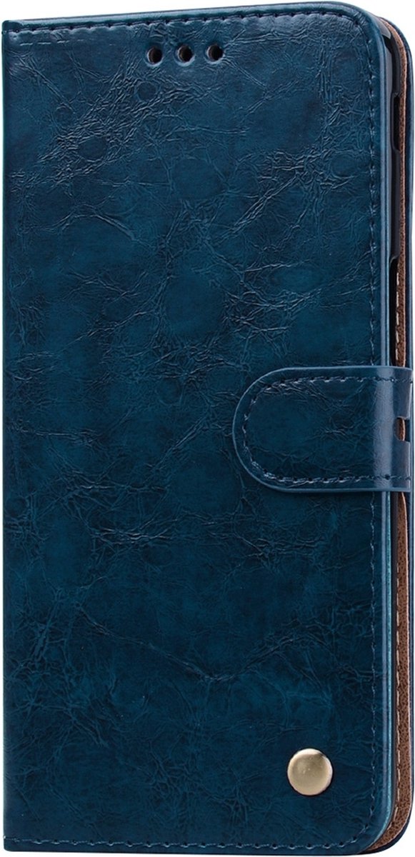 Mobigear Telefoonhoesje geschikt voor Samsung Galaxy J6 Plus Hoesje | Mobigear Wallet Bookcase Portemonnee | Pasjeshouder voor 2 Pasjes | Telefoonhoesje voor Pinpas / OV Kaart / Rijbewijs - Blauw