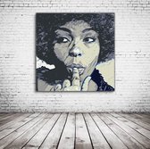 Roberta Flack Art Poster in lijst - 90 x 90 cm en 2 cm dik - Fotopapier Mat 180 gr Framed - Popart Wanddecoratie inclusief lijst