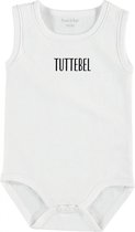 Baby Rompertje met tekst 'Tuttebel' | mouwloos l | wit zwart | maat 50/56 | cadeau | Kraamcadeau | Kraamkado