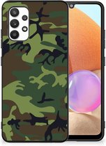 Smartphonehoesje Geschikt voor Samsung Galaxy A32 4G | A32 5G Enterprise Editie GSM Hoesje met Zwarte rand Camouflage