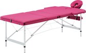 Everest Massagetafel inklapbaar 3 zones aluminum roze