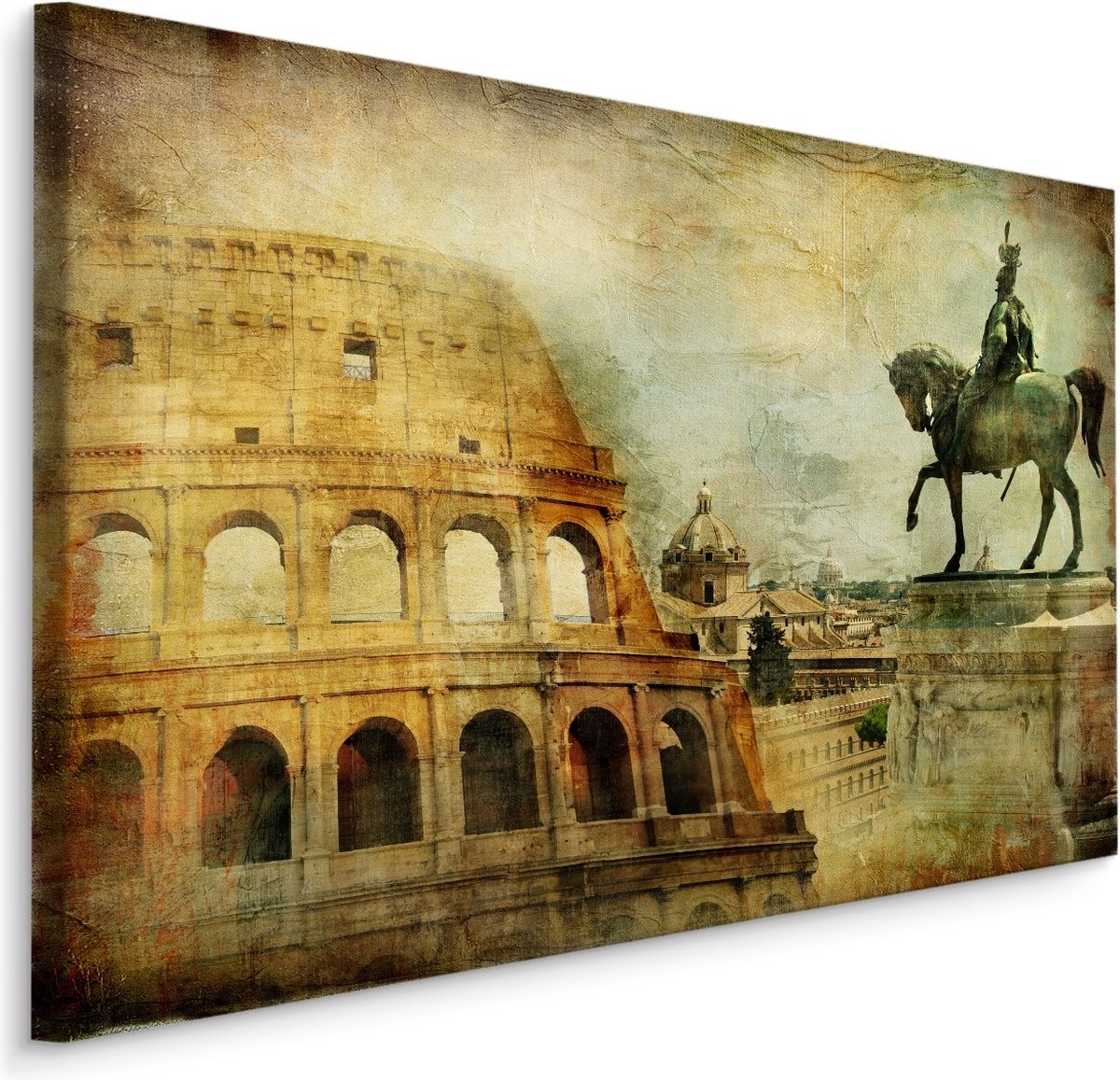 karo-art Schilderij - Overzicht van Rome, Italië, Vintage Print, 5 maten Multikleur