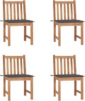 Decoways - Tuinstoelen 4 stuks met kussens massief teakhout