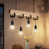 Lindby - hanglamp - 4 lichts - hout, ijzer - E27 - hout eiken, metaal
