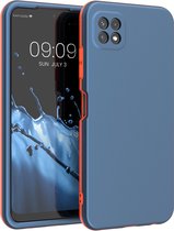 kwmobile hoesje compatibel met Samsung Galaxy A22 5G - 3-delige cover met extra bescherming - Smartphonehoesje in donkerblauw / oranje / oranje