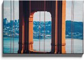 Walljar - Golden Gate Bridge Up Close - Muurdecoratie - Canvas schilderij