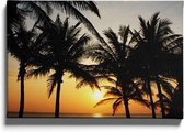 Walljar - Zonsondergang Aan Zee II - Muurdecoratie - Canvas schilderij