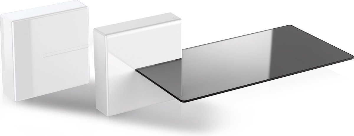 Meliconi Ghost Cube Shelf - Kabelgoot - Modulair Kabelafdeksysteem met Glazen Plank - Wit
