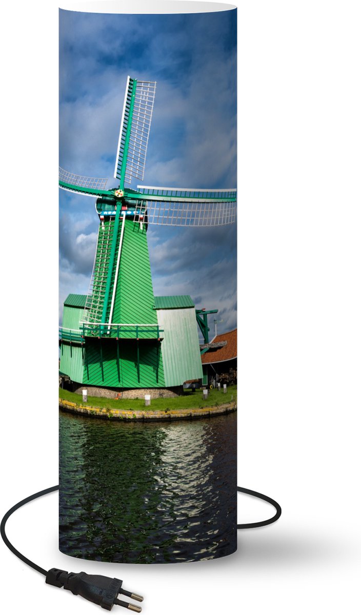 Lamp - Nachtlampje - Tafellamp slaapkamer - Windmolens op de Zaanse Schans - 60 cm hoog - Ø19.1 cm - Inclusief LED lamp