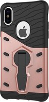 Apple iPhone X Hoesje - Mobigear - Grip Stand Serie - Hard Kunststof Backcover - Roségoud - Hoesje Geschikt Voor Apple iPhone X