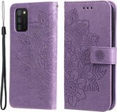 Bloemen Book Case - Samsung Galaxy A03s Hoesje - Paars