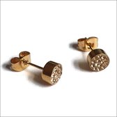 Aramat jewels ® - Druzy oorbellen zweerknopjes champagne kristal goudkleurig staal 6mm