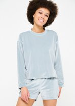 LOLALIZA Fluwelen sweater - Licht Groen - Maat XL