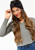 LOLALIZA Brede velours haarband - Zwart - Maat One size