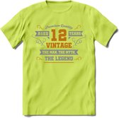 12 Jaar Legend T-Shirt | Goud - Zilver | Grappig Verjaardag Cadeau | Dames - Heren | - Groen - XL