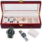 Luxe Houten Horlogebox voor 6 Horloges of Armbanden – Horlogedoos Hout- Opbergbox Sieraden