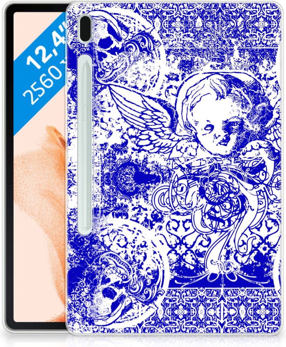 Tablet BackCover Samsung Galaxy Tab S7FE Angel Skull Blauw