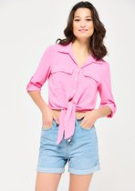 Lola Liza Overhemd met 3/4 mouwen en knopen - Pink - Maat 48