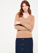 LOLALIZA Basic trui - Beige - Maat XL