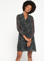 LOLALIZA Babydoll jurk met bloemenprint - Khaki - Maat 42