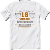 18 Jaar Legend T-Shirt | Goud - Zilver | Grappig Verjaardag Cadeau | Dames - Heren | - Wit - S