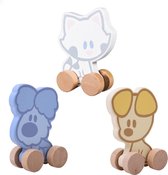 Rubo Toys Woezel en Pip Baby Houten Wielfiguren Assorti