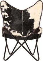 Homesse Stoel Geitenleer - Lounge stoel - Relax stoel - Zwart en wit - Vintage - Lichtgewicht - Handgemaakt