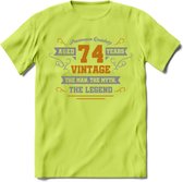 74 Jaar Legend T-Shirt | Goud - Zilver | Grappig Verjaardag Cadeau | Dames - Heren | - Groen - M
