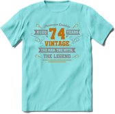 74 Jaar Legend T-Shirt | Goud - Zilver | Grappig Verjaardag Cadeau | Dames - Heren | - Licht Blauw - XL