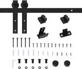 Schuifdeursysteem Voor Kasten - Schuifdeur Rail Systeem Set - Schuif Deur Railsysteem Ophangrail Kit - Schuifsysteem Retro Vintage Industrieel Design - 200CM - Mat Zwart