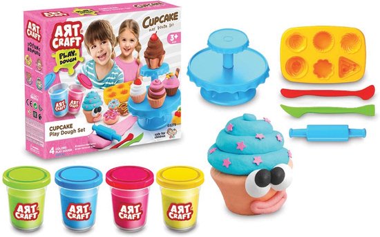Hibaby Sand - kleispeelgoed - 4 potjes - Cupcake speelgoed - donuts speelgoed