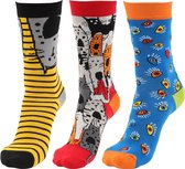 BiggDesign - Katten En Meerkleurige sokken – Multipack - 3 Paar - Maat 36-40 - valentijnsdag cadeau