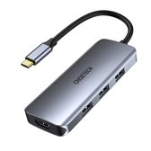 Choetech HUB-M19, USB 3.2 Gen 1 (3.1 Gen 1) Type-C, 100 W, Gris, SD, 4K Ultra HD, 30 Hz