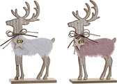 Kerstversiering DKD Home Decor Polyester Rendier Hout MDF (2 pcs) (17 x 5 x 29 cm)