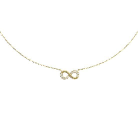 The Fashion Jewelry Collection Ketting Infinity Zirkonia 0,8 mm 40 + 4 cm - Geelgoud