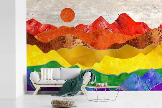 Behang - Fotobehang Pride - Regenboog - Marmer - Breedte 525 cm x hoogte 350 cm