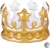 Relaxdays 1x opblaasbare kroon - koningsdag - koningskroon goud - carnaval - festival