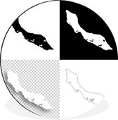 Quatre illustrations en noir et blanc de Curaçao Cercle mural aluminium ⌀ 140 cm