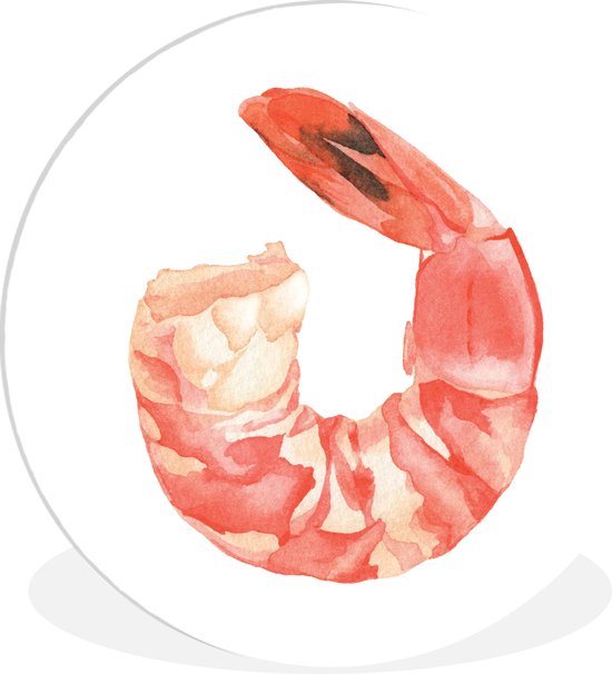WallCircle - Wandcirkel ⌀ 30 - Aquarel - Garnaal - Roze - Ronde schilderijen woonkamer - Wandbord rond - Muurdecoratie cirkel - Kamer decoratie binnen - Wanddecoratie muurcirkel - Woonaccessoires