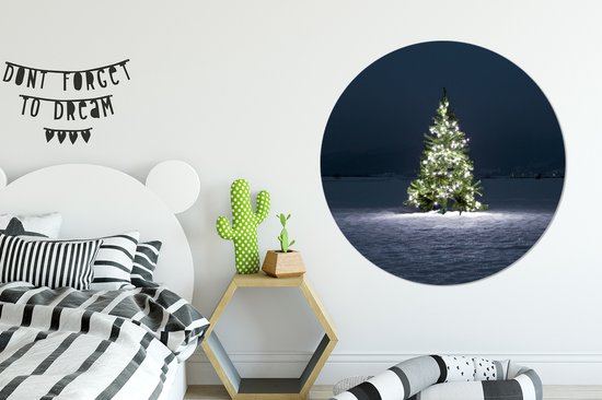 Cercle Mural - Cercle Mural Intérieur - Le Pin avec des Lumières dans le Noir - ⌀ 150 cm - Décoration murale - Peintures Ronds