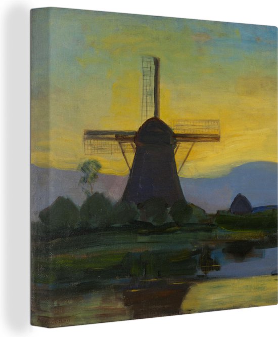 Canvas Schilderij Oostzijdse molen - Piet Mondriaan - 20x20 cm - Wanddecoratie
