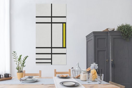 Toile Peinture Composition en blanc, rouge et jaune - Piet Mondrian - 80x160 cm - Décoration murale