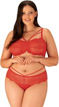 Loventy 2-delige Kanten BH Set - Rood