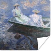 Poster Dames in een boot - Schilderij van Claude Monet - 30x30 cm