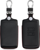 Étui à clés de voiture kwmobile pour clé de voiture Renault Smartkey 4 boutons (Keyless Go) - Étui à clés de voiture en noir / rouge - Étui en cuir