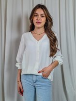 Only ONLMETTE LS V-NECK TOP - Cloud Dancer White