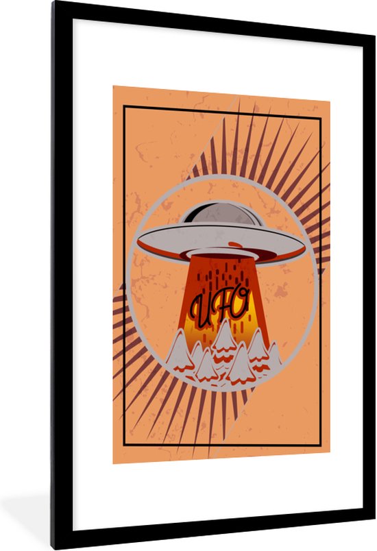 Affiche avec cadre Ufo - Extraterrestre - Espace - 60x90 cm