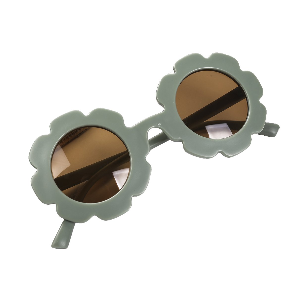 Maesy - kinderzonnebril Sunny - bloem zonnebril voor kinderen - peuters - jongens en meisjes - UV400 bescherming - hippe retro bril rond - donker mint groen