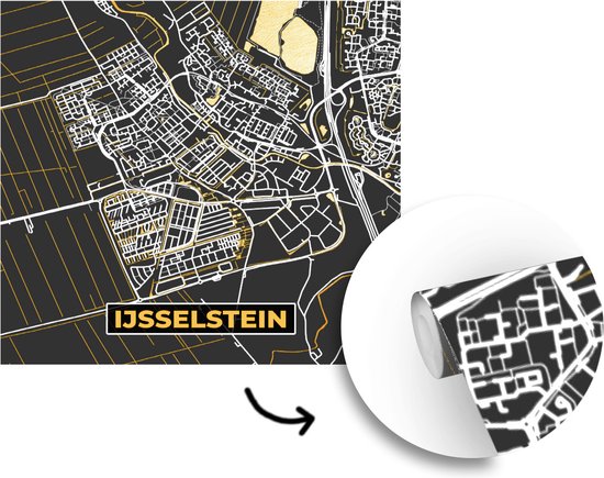 Papier peint - Papier peint photo Plan d'étage - IJsselstein - Or - Zwart - Largeur 300 cm x Hauteur 300 cm